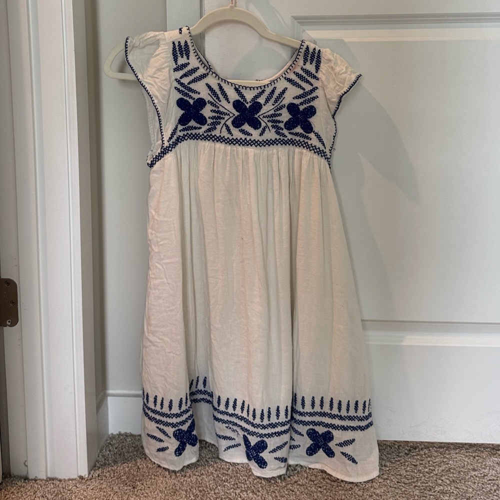 Urban Outfitters Details Blue and White Embroidered Dress